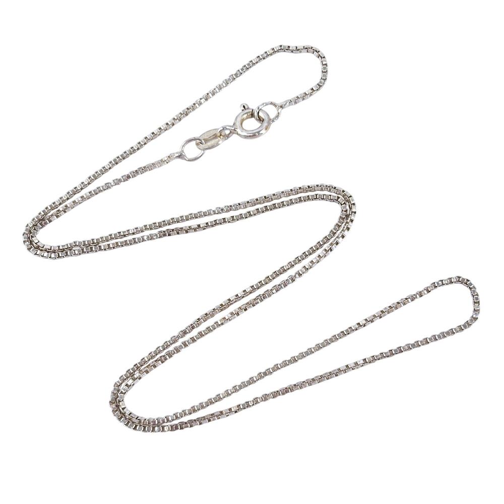 Vintage Sterling Silver 925 Italian Box Chain Necklace 17”